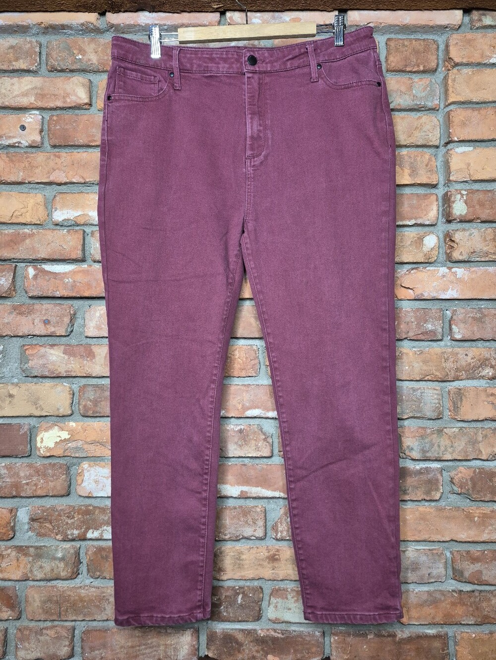 United Colors of Benetton Burgundy High Rise Straight Leg Jeans Size 12